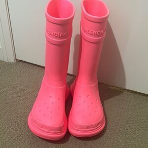 Balenciaga Pink Winter Rain Boots